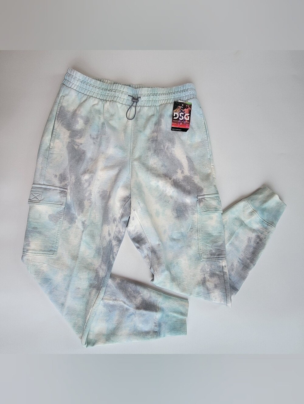 DSG Cargo Terry Sweatpant Mens M Medium Pour Dye White/Blue Tye Dye NWT